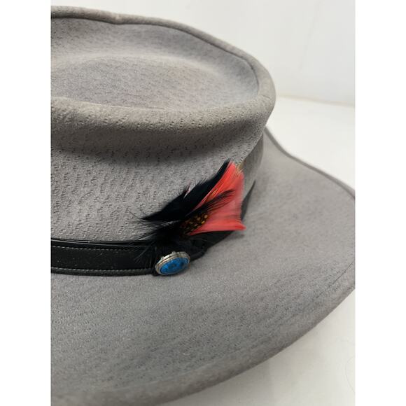 Rodeo Cowboy Men Hat Bailey U RollIt 71/4 Felt Turquoise Feather Leather Band - Picture 1 of 7